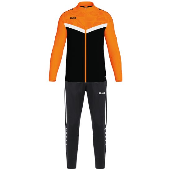 Afbeeldingen van Polyesterpak Iconic zwart/fluo oranje