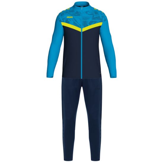 Afbeeldingen van Polyesterpak Iconic marine JAKO-blauw/fluogeel